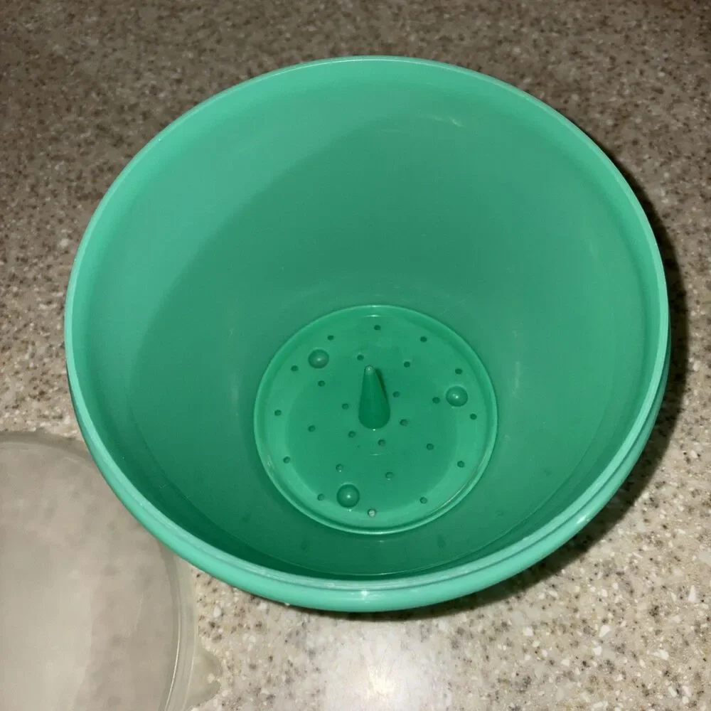 Vintage Tupperware Jadeite Green Lettuce Keeper & Spike USA #679-29 Excellent